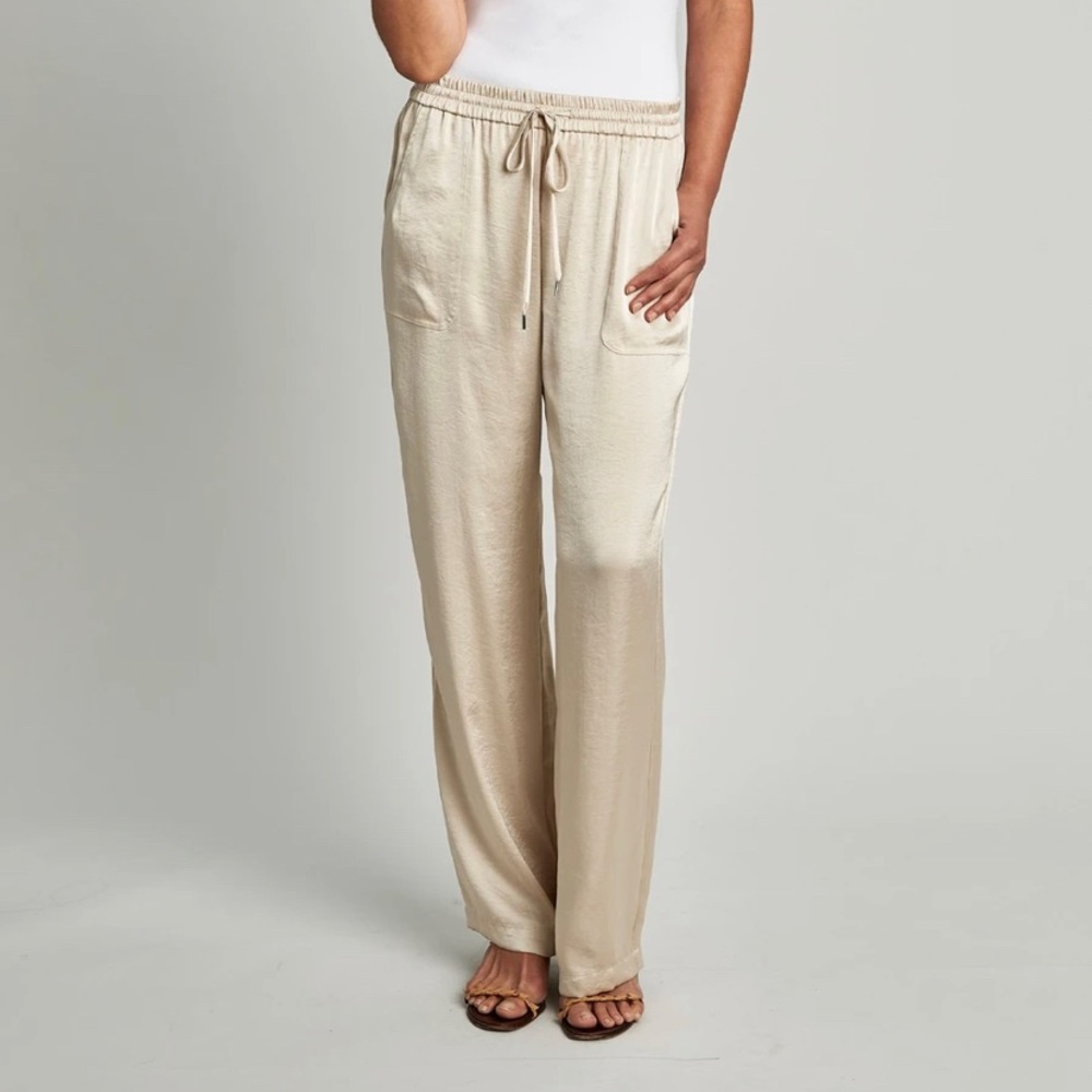 Elie Tahari Cream Wide Leg Drawstring Pants